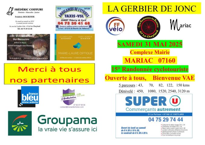 Cyclo Randonneurs des Boutières : Mariac 15è Randonnée cyclotouriste_Mariac