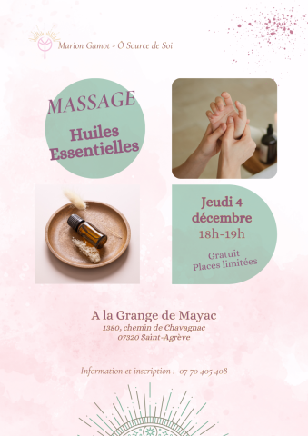 Massage main et huiles essentielles