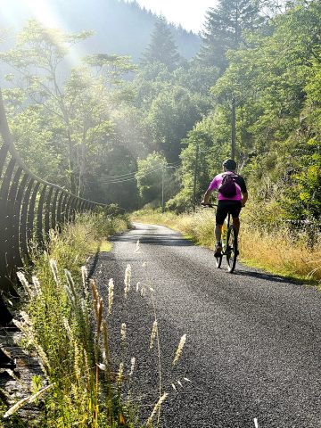 Cycliste devant le gîte
