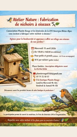 Atelier Nature : Fabrication de nichoirs à oiseaux